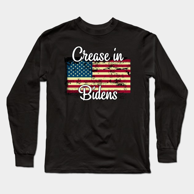 Crease in bidens / Crease in biden american flag / Distressed Crease in bidens Long Sleeve T-Shirt by WassilArt